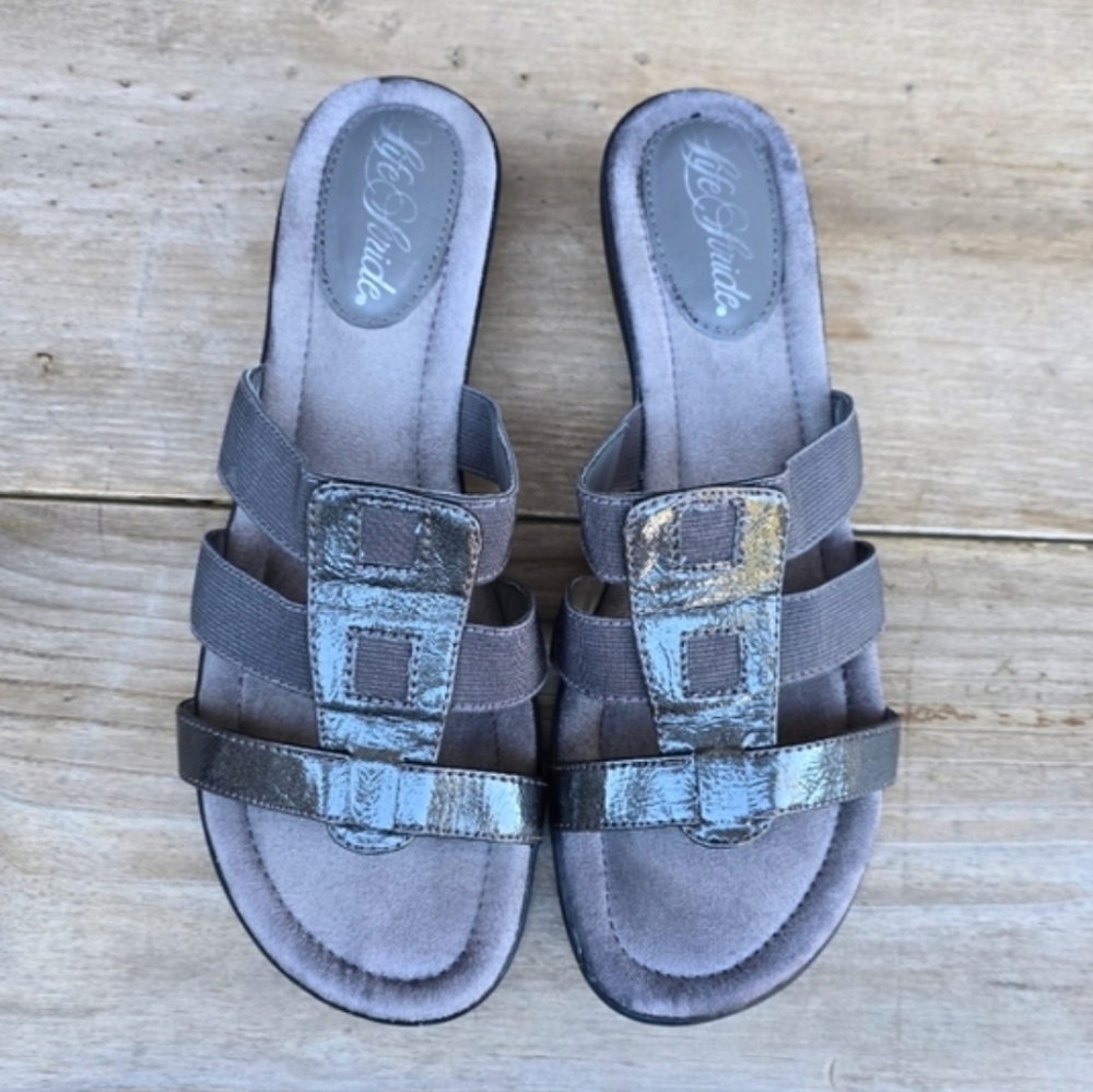 Life Stride NEW Talk Y2K Coastal Minimalist Comfort Wedge Slide Sandals 8.5M